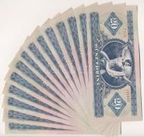 1975. 20Ft (14x) közte néhány közeli sorszám T:I-,II,III 
Hungary 1975. 20 Forint (14x) with some c...
