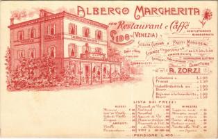 Venezia, Venice; Albergo Margherita con Restaurant e Caffé A. Zorzi / hotel, restaurant and cafe advertisement. Art Nouveau