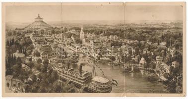 1913 Wien, Vienna, Bécs; Österreichischer Adria Ausstellung Offizielle Postkarte / Austrian Adria Expo. 3-tiled folding panoramacard s: A. Kasimir (Rb)