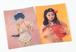 2 db erotikus 3D vetkőzős képeslap, 14,5x10,5 cm / Erotic 3D postcards
