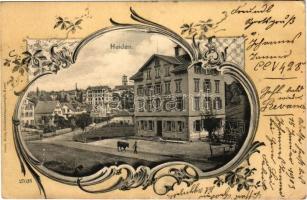 1902 Heiden, Gasthaus Helvetia / hotel and restaurant. Art Nouveau, floral, Gebr. Metz (tiny tear)