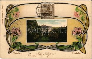 1908 Duisburg, Tonhalle / music hall. Carl Schwarz Art Nouveau, floral, TCV card