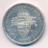 1938. 5P Ag "Szent István" T:1-,2 patina Adamo P8.1
