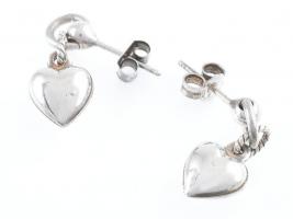 Ezüst(Ag) szív függős fülbevalópár, jelzett, 2×0,8 cm, nettó: 2,5 g