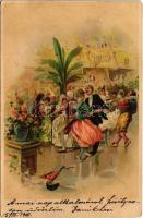 1901 Lady art postcard, dance. litho (EK)