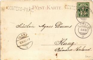 1900 Ach wenn sie ewig grünend bliebe, Die schöne Zeit der jungen Liebe / Lady art postcard, couple ...