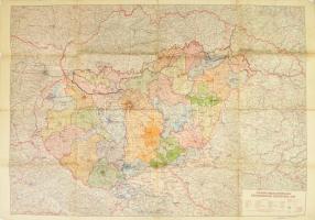 1939 Csonka-Magyarország közigazgatási térképe a visszatért területekkel (Felvidék, Kárpátalja), M. Kir. Honvéd Térképészeti Intézet, 1:750000, 66x93 cm, hajtva, ceruzás berajzolásokkal