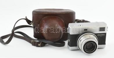 cca 1961-1964 Carl Zeiss Jena Werra 3 fényképezőgép, Tessar 50mm f/2.8 objektívvel, eredeti bőr tokjában / Vintage German camera, in original leather case
