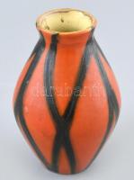 Retró Tófej váza, színes mázakkal festett kerámia, jelzés nélkül, hibátlan m:11cm