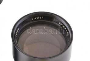 Vivitar 200mm, 1: 3.5, auto-telephoto objektív, sorozatszámmal (no. 28424155), eredeti kopott tokban...