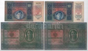 1912. 100K bélyegzés nélkül (2x) + 1913. 20K (6x) + 1915. 10K (2x) T:III
Adamo K28, K18, K18B, K11