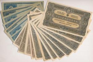 1920. 1K (8x) + 10K (5x) + 20K (9x) közte két sorszámkövető pár T:II,III