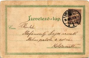 1901 Íme itt két rokonod: egy pillantásra megismerni jól tudod. Humoros litho képeslap szamarakkal /...