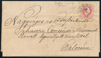 1871 5kr levélen / on cover, kék / blue "SÜKÖSD" (Gudlin 700 p) (hajtás a bélyegen / folded)