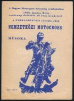 1960 Magyar Motorsport Szövetség által rendezett Nemzetközi Motocross verseny műsora, fekete-fehér képekkel illusztrált, 16 p.