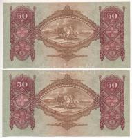 1932. 50P (2x) sorszámkövetők "D 256 052816 - D 256 052817", nyomdai papírráncokkal T:I- 
...