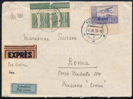 1938 Légi expressz levél Rómába / Airmail express cover to Rome "NITRA"