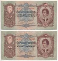 1932. 50P (2x) sorszámkövetők D 064 016682 - D 064 016683 T:II  Adamo P14