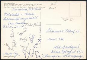 1973 A Vasas SC labdarúgói által írt képeslap Barecleonából Szőke István, FTC is. / Autograph signed postcard of the Hungarian football club members Vasas
