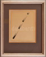 Korniss Dezső (1908-1984): Gesztusok (cím nélkül), 1967. Tus, papír, jelzett. Üvegezett fakeretben, 19×15 cm. / ink on paper, signed, dated, framed.
