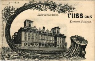 1909 Kismarton, Eisenstadt; Esterházy herczeg várkastélya. Dick Ede kiadása, Szecessziós / Residenz des Fürsten Eszterházy, Schloss. Grusskarte ! z. bez. d. Hugo Steinberger No. 233. / castle. Art Nouveau s: Musterschutz