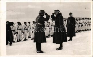 1939 Uzsok, Uzok, Uzhok; Magyar-Lengyel baráti találkozás a visszafoglalt ezeréves határon, katonák sífelszerelésben / Hungarian-Polish meeting on the historical border, military officers, soldiers wearing ski equipment