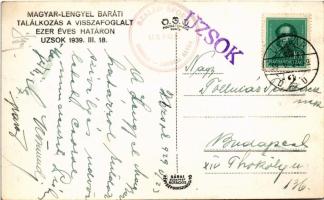 1939 Uzsok, Uzok, Uzhok; Magyar-Lengyel baráti találkozás a visszafoglalt ezeréves határon, katonák ...