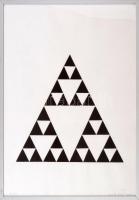 Nems Judit (Nemes Judith, 1948-): Triangles, 2019. Akril, papír, számozott (E 1/1). Plexiüvegezett keretben. 27,5x32 cm. Egyedi, gyűjtői darab! / Nems Judit (Nemes Judith, 1948-): Triangles. Acrylic on paper. Signed, numbered (E 1/1). Framed. 27,5x21 cm