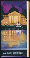 cca 1939 Am Main und Rhein, illusztrált, képes idegenforgalmi ismertető prospektus, térképpel, kihajtható, benne Frankfurt am Main ismertető