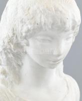 R. Kiss Lenke (1926 - ): Kislány báránnyal. 1980 körül. Biscuit porcelán. Jelzés nélkül. Hibátlan. m...