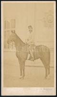 cca 1870 I. Ferenc József lovon, tábornoki egyenruhában. L. Angerer fotója, Bécs. vizitkártya / Emperor Franz Joseph on horse 6x9 cm