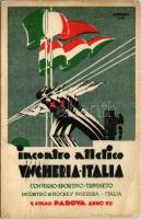 1929 Padova, Incontro Atletico Ungheria-Italia. Convegno sportivo triveneto. Incontro di Hockey Svizzera - Italia. Art. Graf. A. Tagliapietra / Magyar-olasz atlétikai találkozó / Hungarian-Italian Athletic sport meet s: Menegazzo (EB)