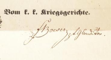 1850 Kassa városának és a katonai parancsnokságnak az igazolása Kray Mátyás részére, hogy a forradal...