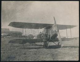 1919 Füzesabony, a magyar Vöröshadsereg vadászrepülőgépe és pilótája / Hungarian Red Army airplane. 20x15 cm