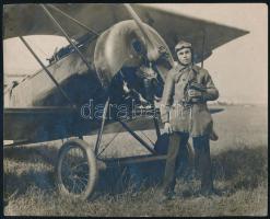 1919 Füzesabony, a magyar Vöröshadsereg vadászrepülőgépe és pilótája / Hungarian Red Army airplane. 20x15 cm