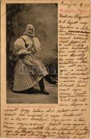 1899 (Vorläufer) Pozdrav z Uher. Slovensky kroj z okolí Senice (Dle podobizny) / Szenice, népviselet. Sokol kiadása / Upper-Hungarian folklore from Senica