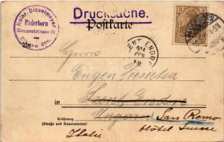 1904 Paderborn, Rathausplatz / town hall, square, shops. Fr. Pommer Art Nouveau, floral