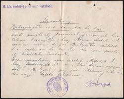 1916-1917 a M. kir. Erdélyi Portyázó Zászlóalj igazolása és levél a zászlóalj egyik katonájához tartalommal, Eltűnt, Vissza a feladónak bélyegzéssel