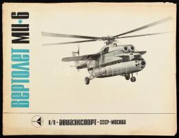 cca 1960-1980 Mil Mi-6 szovjet helikopter, képes ismertető füzet, orosz és angol nyelvű, szétvált borítóval