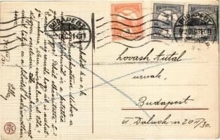 1922 Boldog Újévet! Szánkózó gyerekek / New Year greeting, sledding. S.B. Special 3284. litho