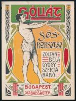 cca 1910 Góliát sósborszesz Zoltán Béla gyógyszertárából Szabadság tér. reklám címke. / Pharmacy label 7,5x10 cm