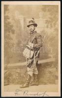 cca 1860 Ferenc Rudolf vadászként, vizitkártya / hunter cdv