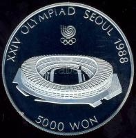 Dél-Korea 1987. 5000W Ag "Szöuli olimpia - stadion" T:PP