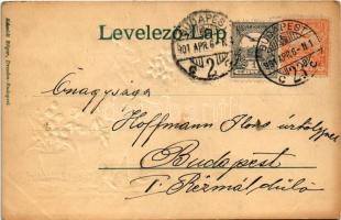 1901 Boldog húsvéti ünnepeket! Dombornyomott nyuszi / Easter greeting, rabbit Embossed (EK)