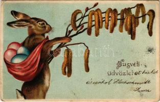1906 Húsvéti üdvözlet! Dombornyomott nyuszi / Easter greeting, rabbit Embossed (Rb)