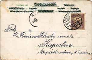 1901 Boldog új évet! Doboló malac / New Year greeting, pig drumming. litho (fa)