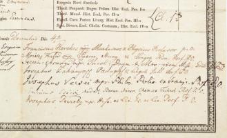 1839 Debreceni Református Kollégium bizonyítványa, aláírásokkal. Kerekes Ferenc matematikus, Kalós M...