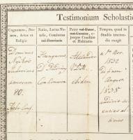 1839 Debreceni Református Kollégium bizonyítványa, aláírásokkal. Kerekes Ferenc matematikus, Kalós M...