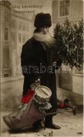 1910 Boldog karácsonyi ünnepeket! Mikulás / Christmas greeting, Saint Nicholas (EK)