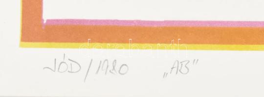 Hajas Tibor (1946-1980): Jód "AB", 1980. Ofszet, papír, jelzett, számozott (23/25). Lapmér...